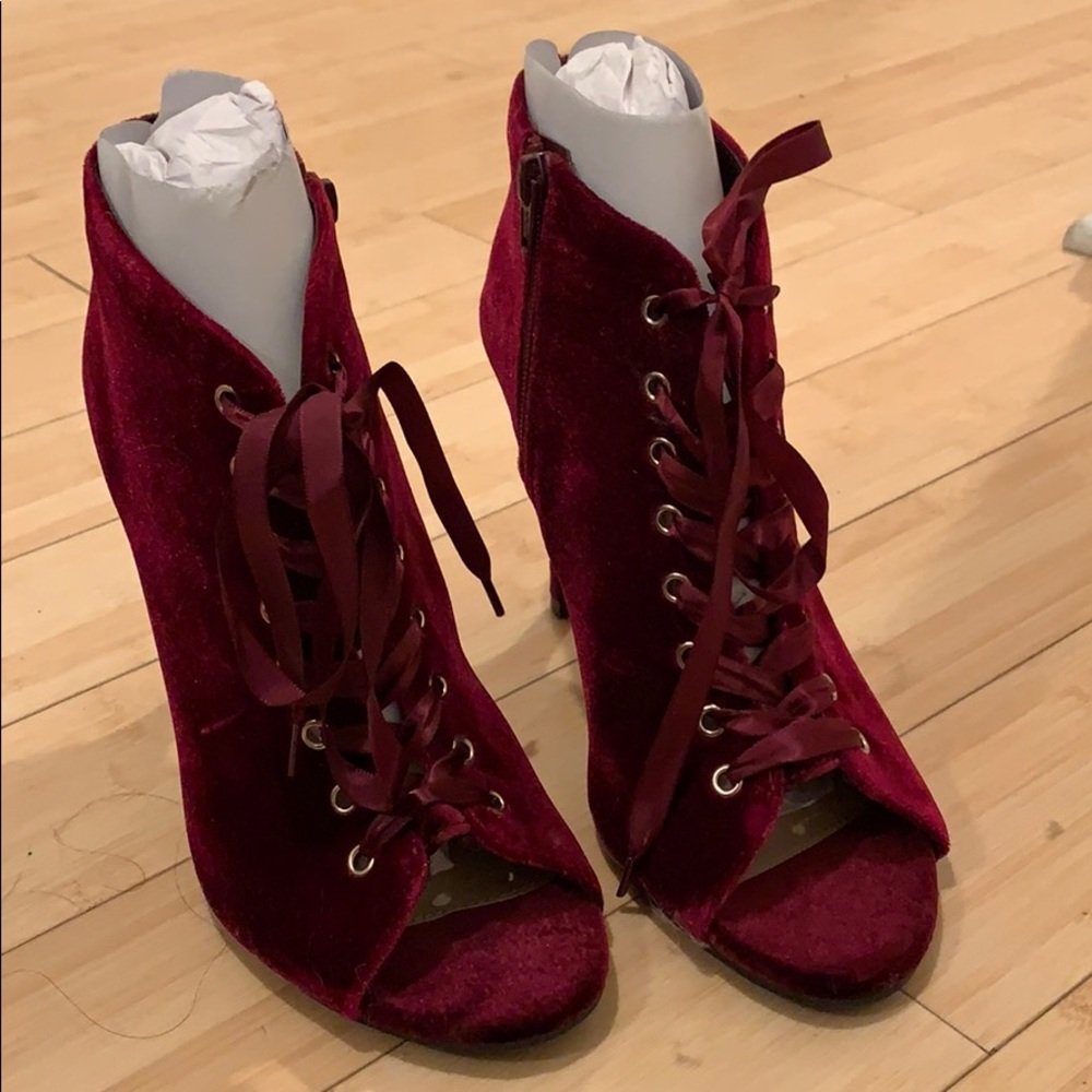 Velvet open toe heel/booties
